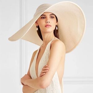 Lack Of Color Wedding Genuine Paper Straw SunDeep Sun Hat Wide Firm Brim White
